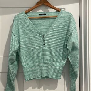 JCrew Space-dyed Wide V-neck Henley Sweater.  Women’s Small